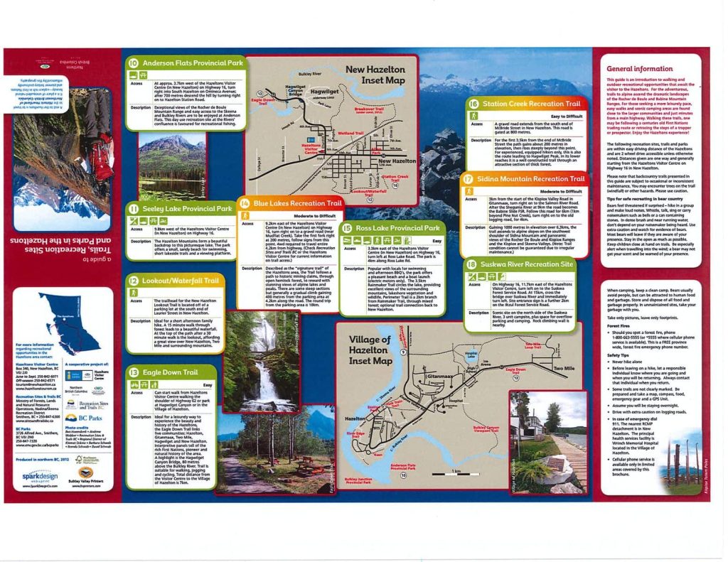 Hazeltons trails brochure, page one