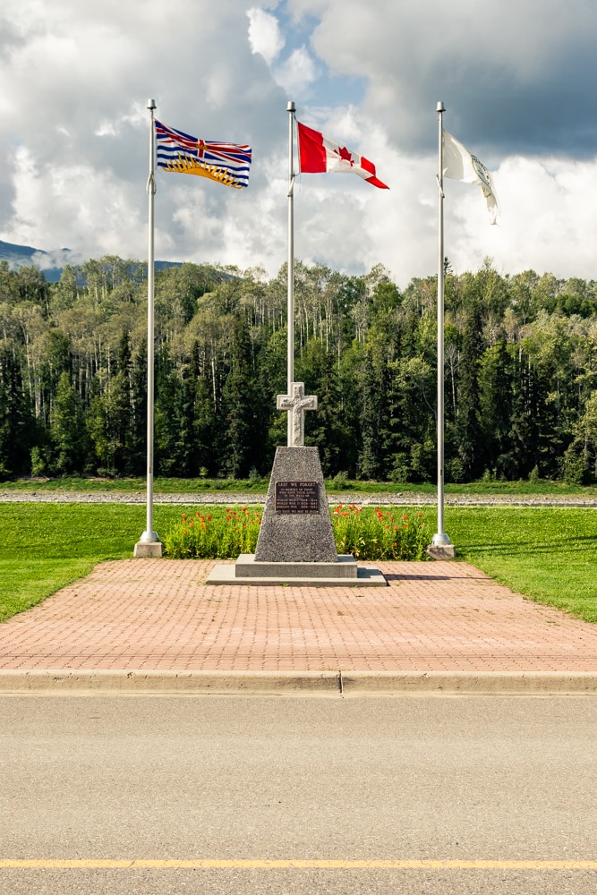 Flags beside the cenotaph in Bastion Park